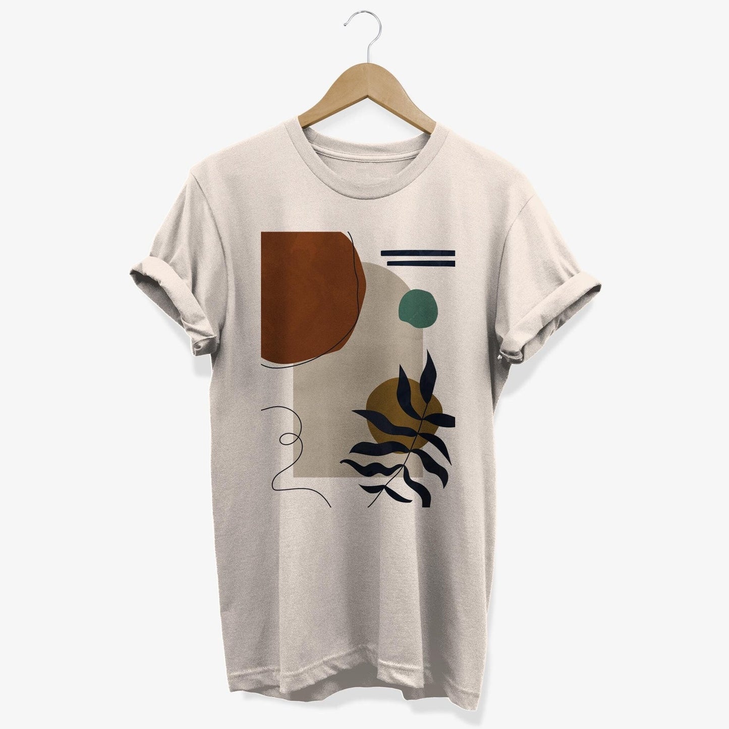Abstract Art T-shirt, Geometric Floral Design, Boho Graphic Tee