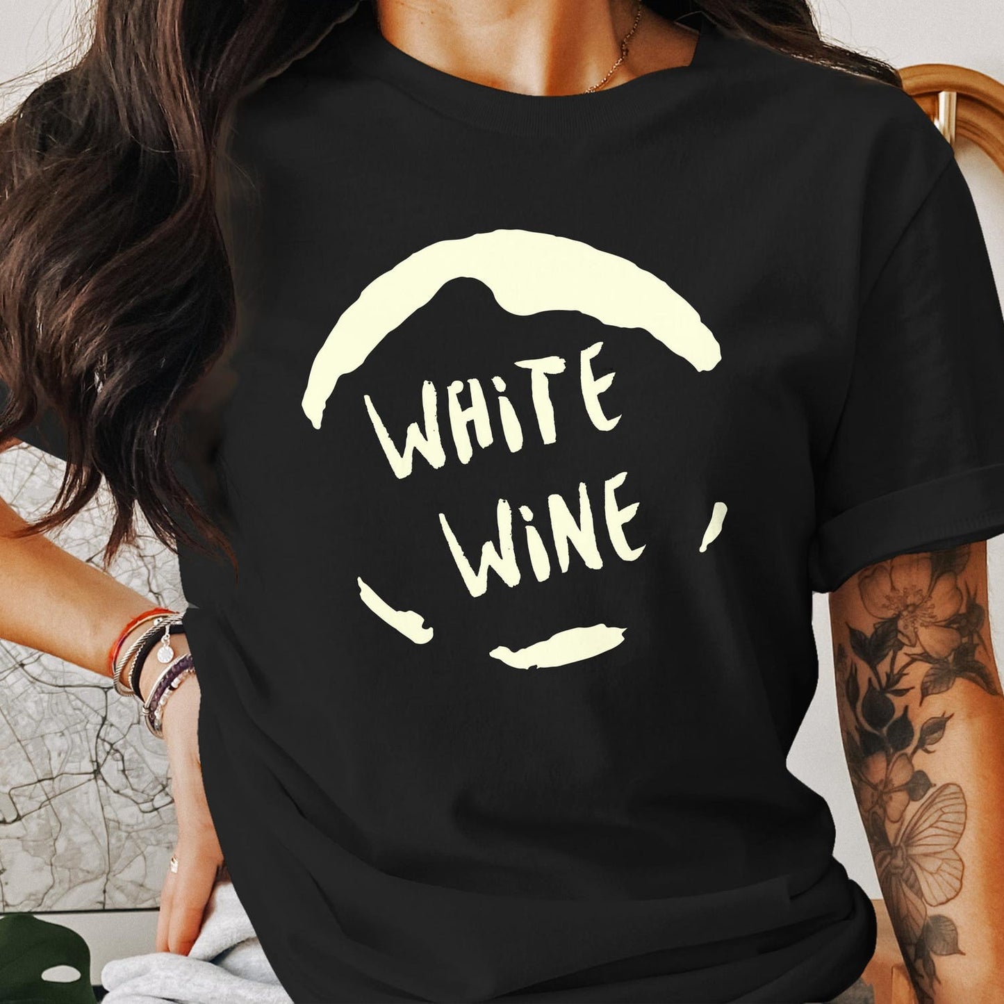 Elegant White Wine Minimalist T-Shirt - Classy Wine Lover's Tee