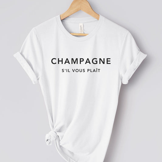 Champagne Graphic Tee – French Quote T-Shirt, Minimalist Aesthetic, Parisian Style Gift, Wine Lover Shirt, Chic French Fashion