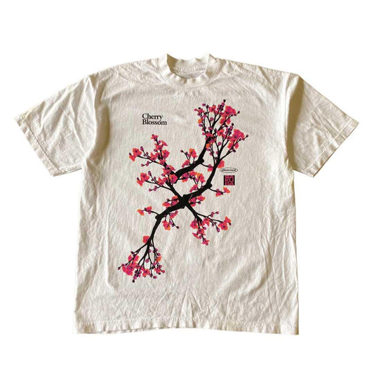 Cherry Blossom Graphic Tee, Funny Quirky Unisex T-Shirt, Minimalist Artsy Short Sleeve Top