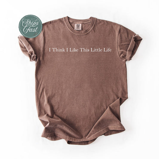 Comfort Colors® I Think I Like This Little Life Shirt, Positive Quote Tee, Cozy Graphic Tee, Daily Reminder Shirt, Minimalist Womens shirt