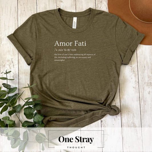 Amor Fati Shirt - Stoic Definition Tee - Love of Fate Minimalist Design, Unisex T-Shirt, Gift For Philosophers