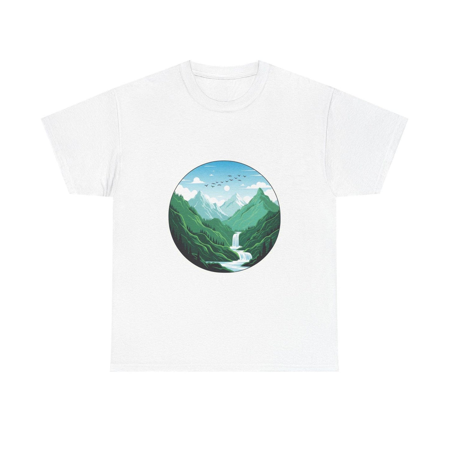 Serene Mountain Vista Minimalist T-Shirt for Nature Lovers