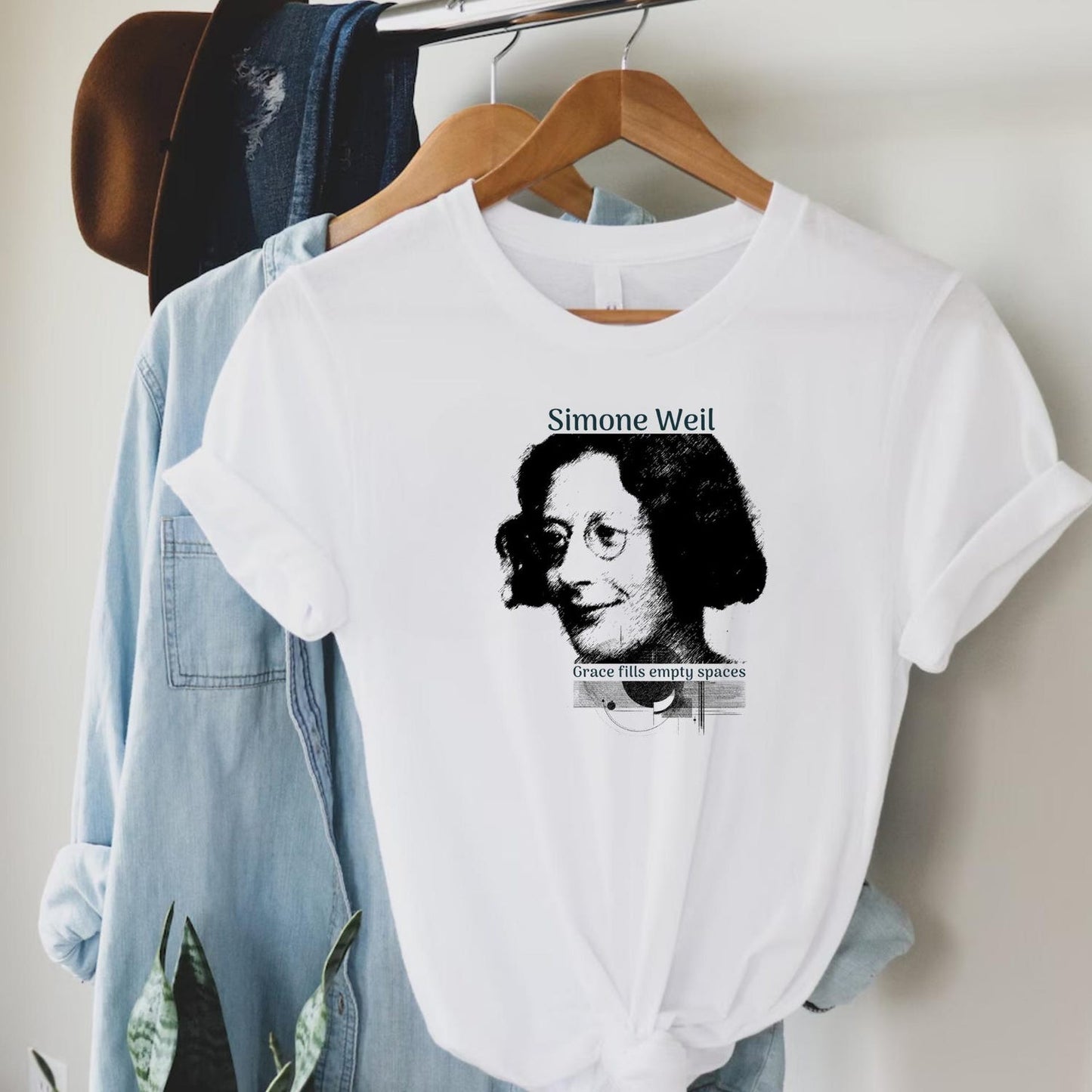 Simone Weil Minimalist T-Shirt, Existential Quote Tee, Feminist Mystic Tribute