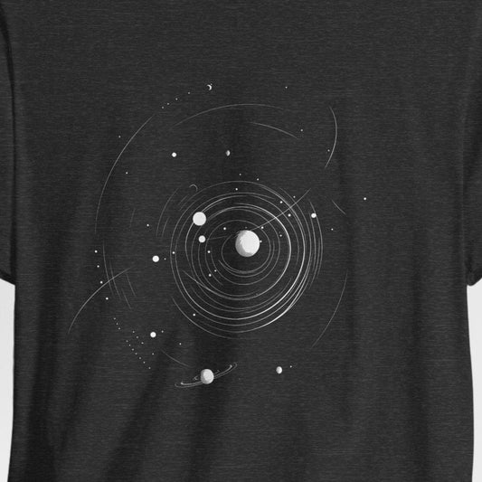 Celestial Orbit T-Shirt: Minimalist Planet Alignment, Unisex Galaxy Tee