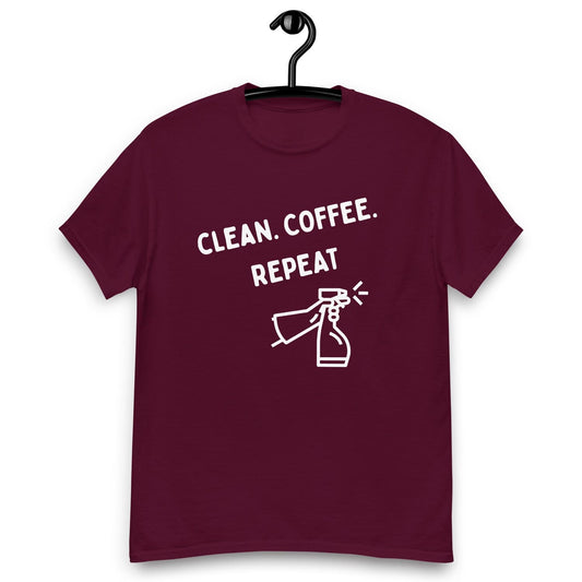 Clean. Coffee. Repeat. Minimalist T-Shirt for Coffee Cleaning Lovers