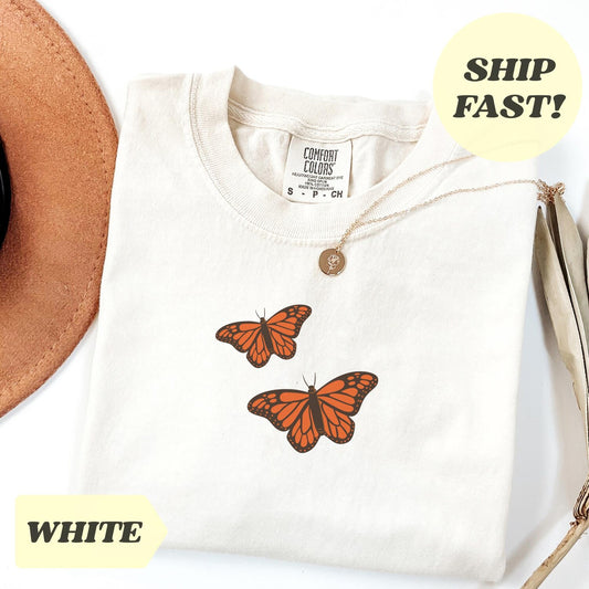 Comfort Colors© Butterfly T-Shirt Graphic Orange Butterfly Shirt Minimalist T-Shirt Cute Butterfly Shirt Gift For Butterfly Lover Nature Tee