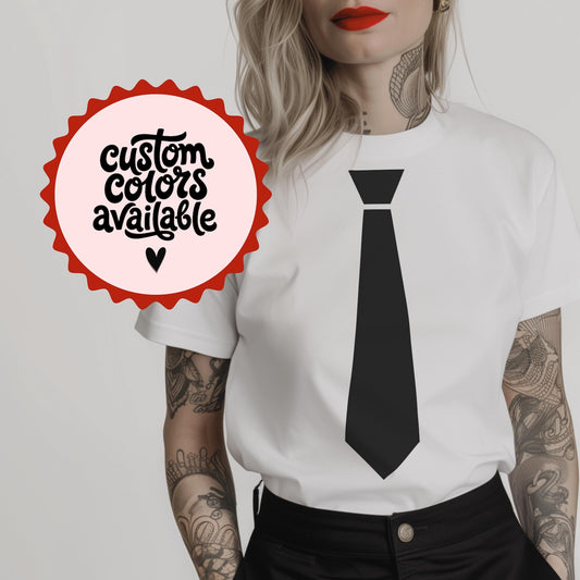 Custom Faux Black Neck Tie Minimalist T-Shirt: Modern Costume Shirt