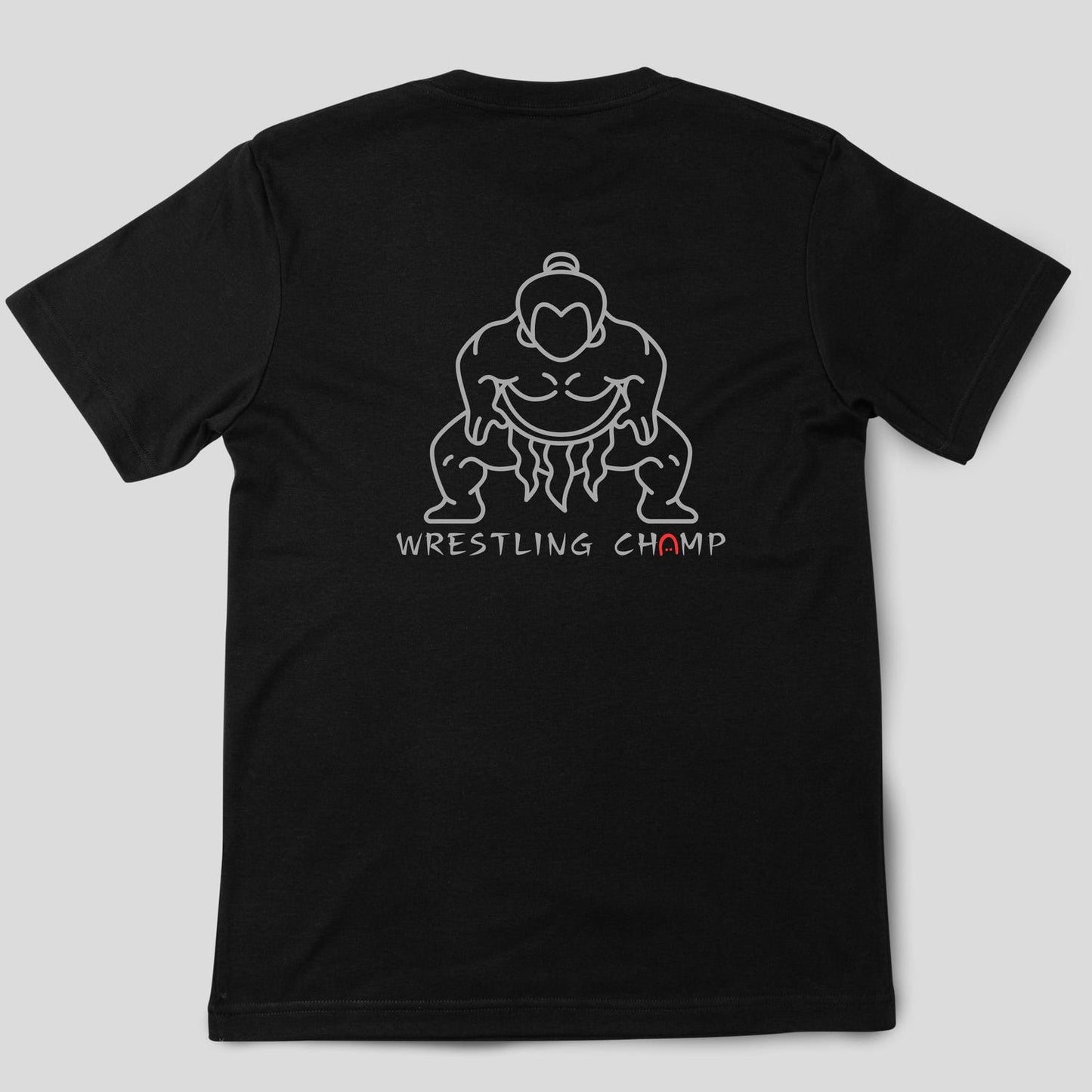Wrestling Champ Graphic Line Art T-Shirt, Black S-3XL