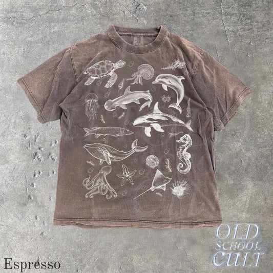 Sea Animals 90s Vintage Style Tshirt, Retro Comfort Colors Y2k Ocean Shirt, Sealife, Whale, Orca, Turtle, Dolphin Shit, Unisex Adult Tee