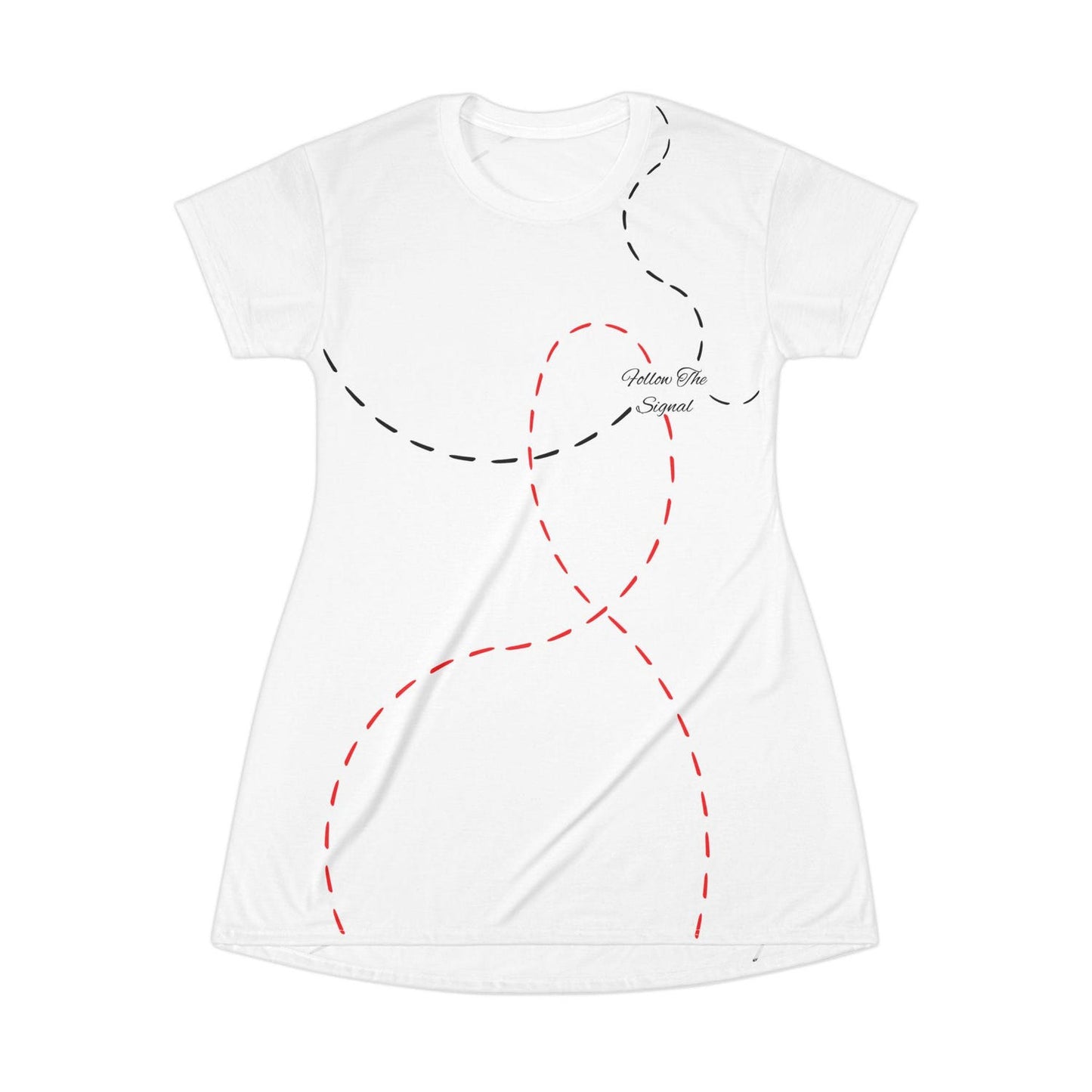 Follow The Signal - Minimalist T-Shirt Dress, Chic Polyester Casual Summer Outfit