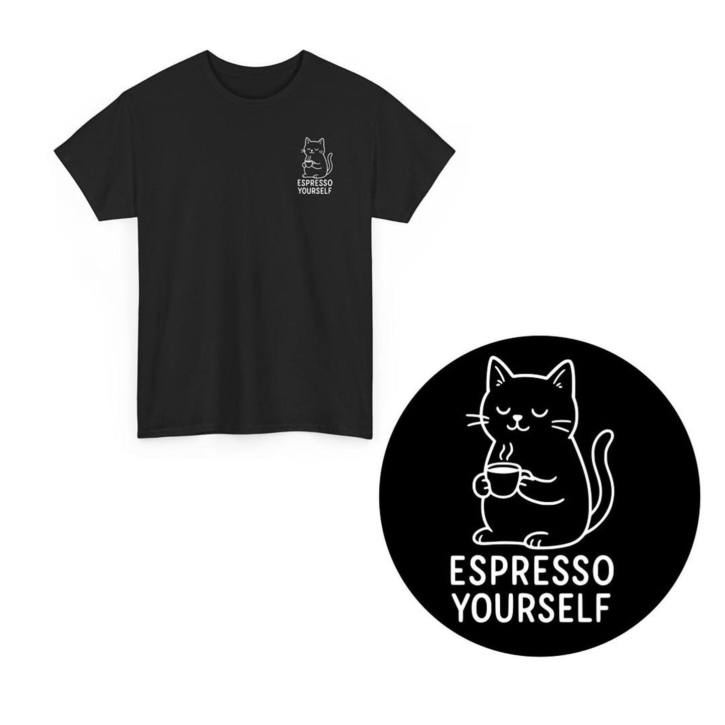 Espresso Cat T-Shirt: Minimalist Coffee Lover Graphic Tee