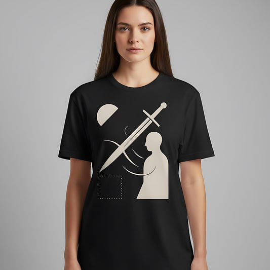 Cut Through Minimalist T-Shirt | Sword Concept Tee | Overcoming Inner Battles Graphic Shirt