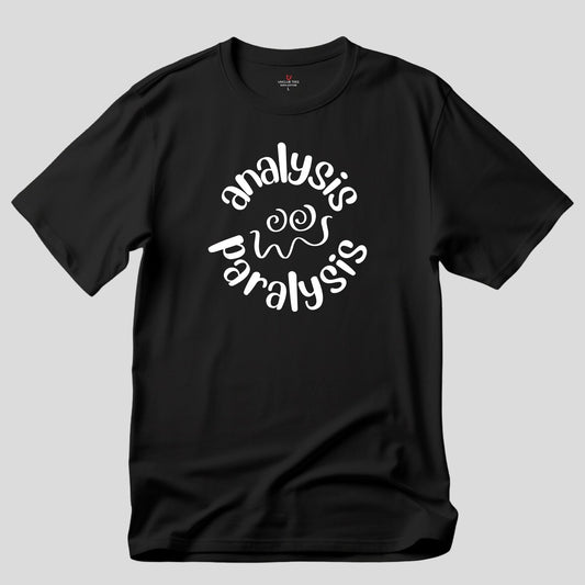 Analysis Paralysis Smiley - Modern 100% Cotton Graphic T-Shirt, Black S-2XL
