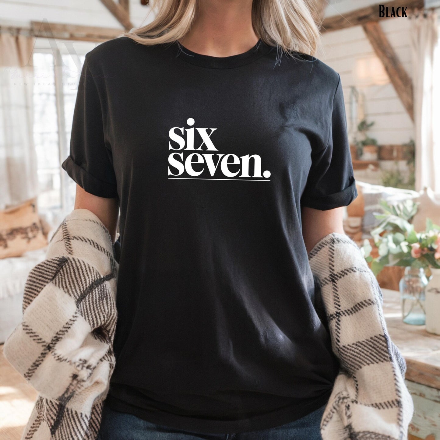 Six Seven Minimalist Shirt, Simple Typography Tee, Trending TikTok Meme Top, Aesthetic Graphic T-Shirt, Gen Z Cool Outfit