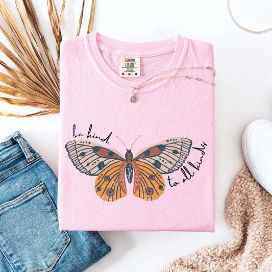 Comfort Colors® Butterfly Be Kind To All Kinds Tshirt, Inspirational Shirt, Nature Lovers Gift, Mental Health Tee, Positive Message Shirt