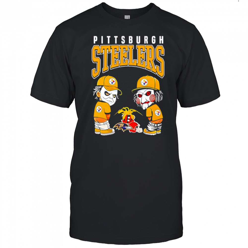 Pittsburgh Steelers Horror movie piss on Cincinnati Bengals Baltimore Ravens and Cleveland Browns shirt