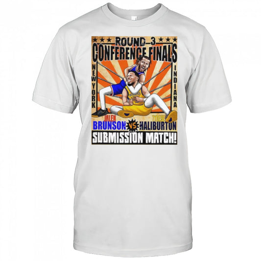Round 3 Conference Finals Jalen Brunson vs Tyrese Haliburton submission match caricature shirt