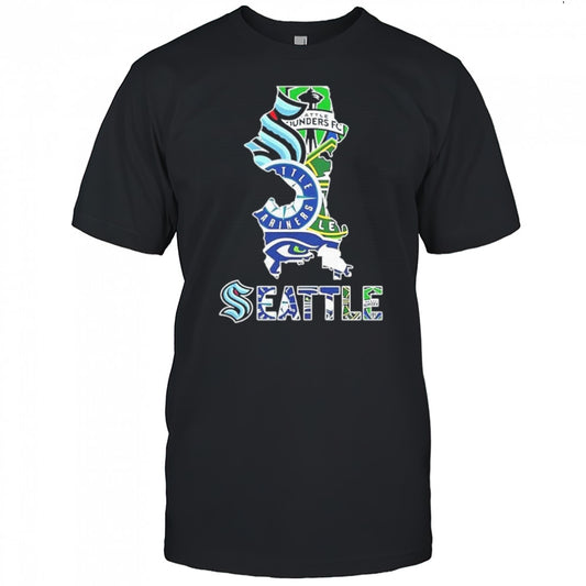 Seattle Sports Team Map Logo 2025 Shirt
