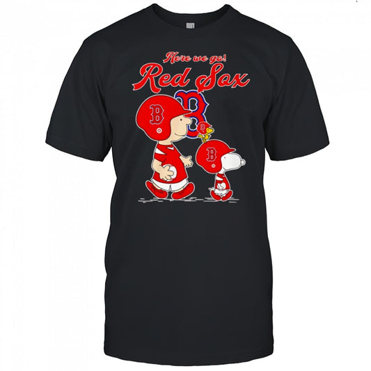 snoopy and Charlie Brown vs Boston Red Sox MLB Baseball Here We Go shirt