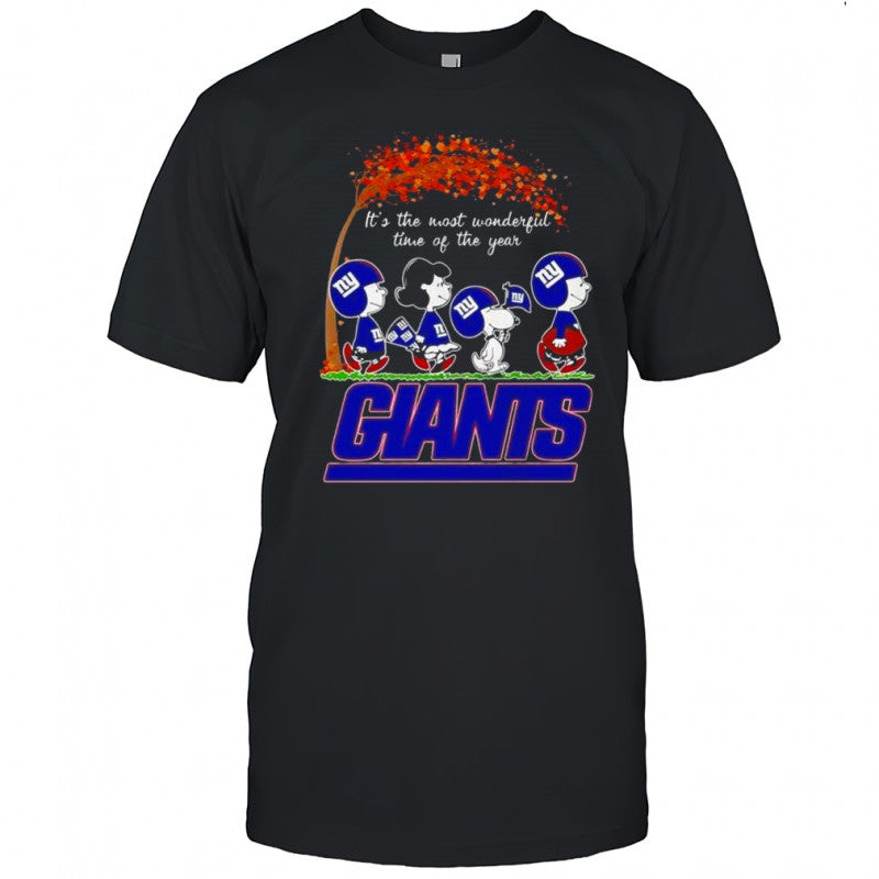 Snoopy And Friends X New York Giants Sports Team It’s The Most Wonderful Time Of The Year Autumn T Shirt