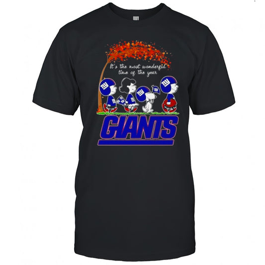 Snoopy And Friends X New York Giants Sports Team It’s The Most Wonderful Time Of The Year Autumn T Shirt
