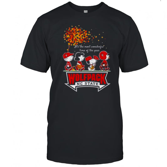 Snoopy And Friends X Wolfpack NC State Sports Team It’s The Most Wonderful Time Of The Year Autumn T Shirt