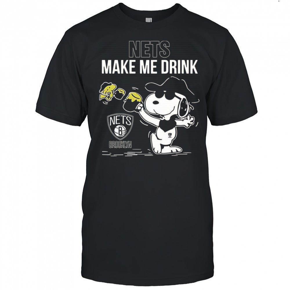 Snoopy And Woodstock Brooklyn Nets Make Me Drink T Shirt