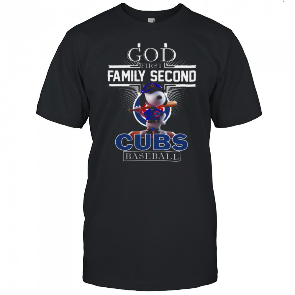 Snoopy God First Family Second Then Chicago Cubs Baseball T Shirt