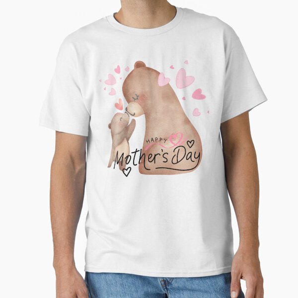 Cute Bear Mom and Baby – Happy Mother’s Day Watercolor Design Classic T-Shirt for Sale by Beamiverse