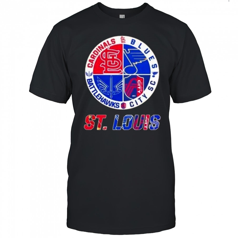 St. Louis Sports Cardinals Blues City SC Battlehawks Logo T Shirt