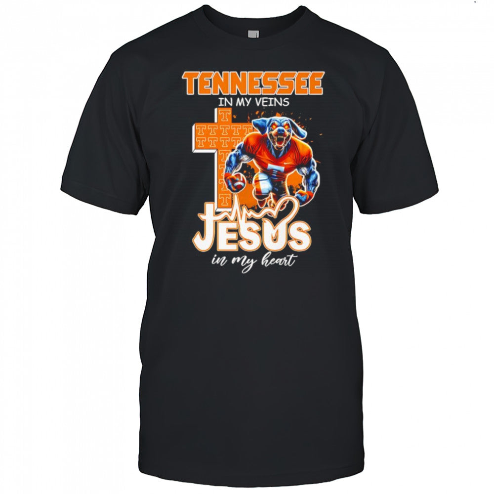 Tennessee in my veins Jesus in my heart mascot shirt