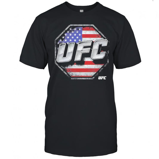 UFC octagon logo USA flag background shirt