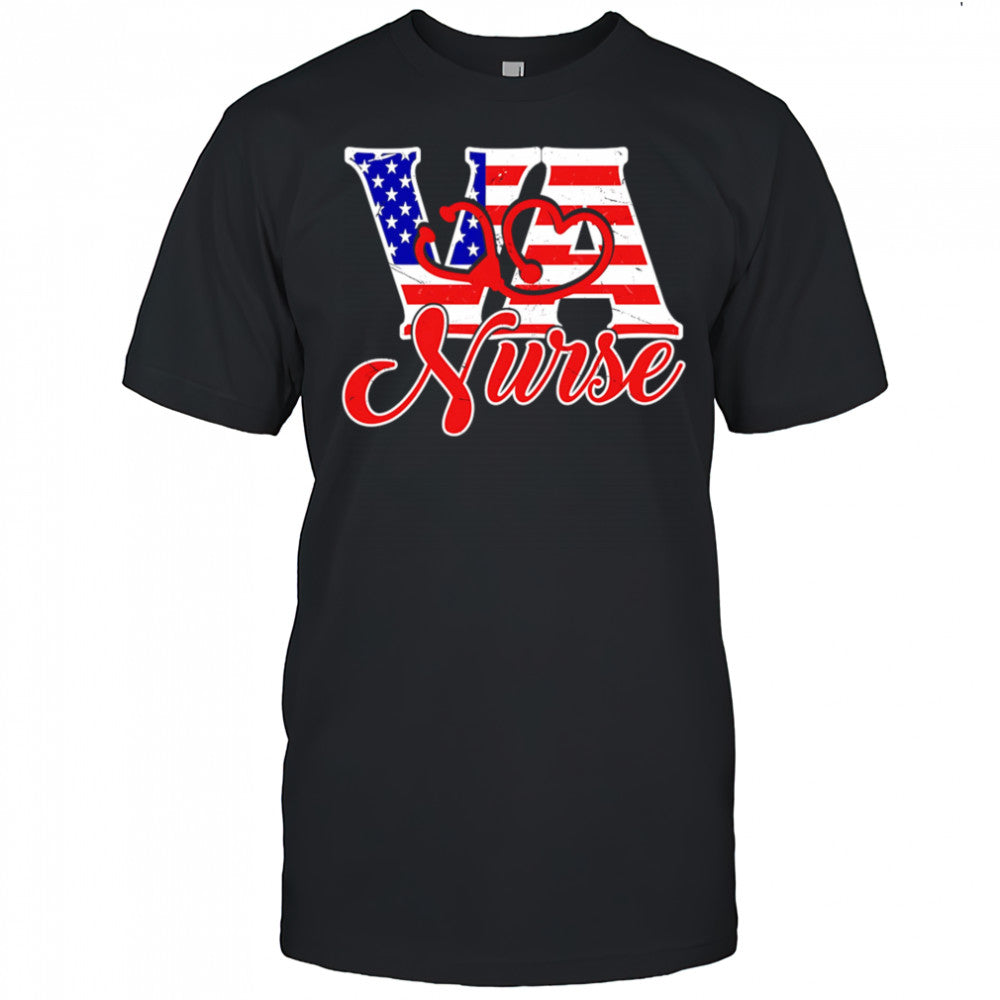 VA love nurse American flag shirt